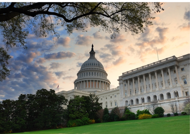 Capitol Hill Building in Morning with Colourful Clouds