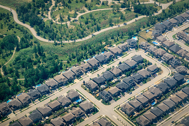 A new subdivision brushing up against nature