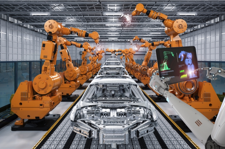 robots in production line