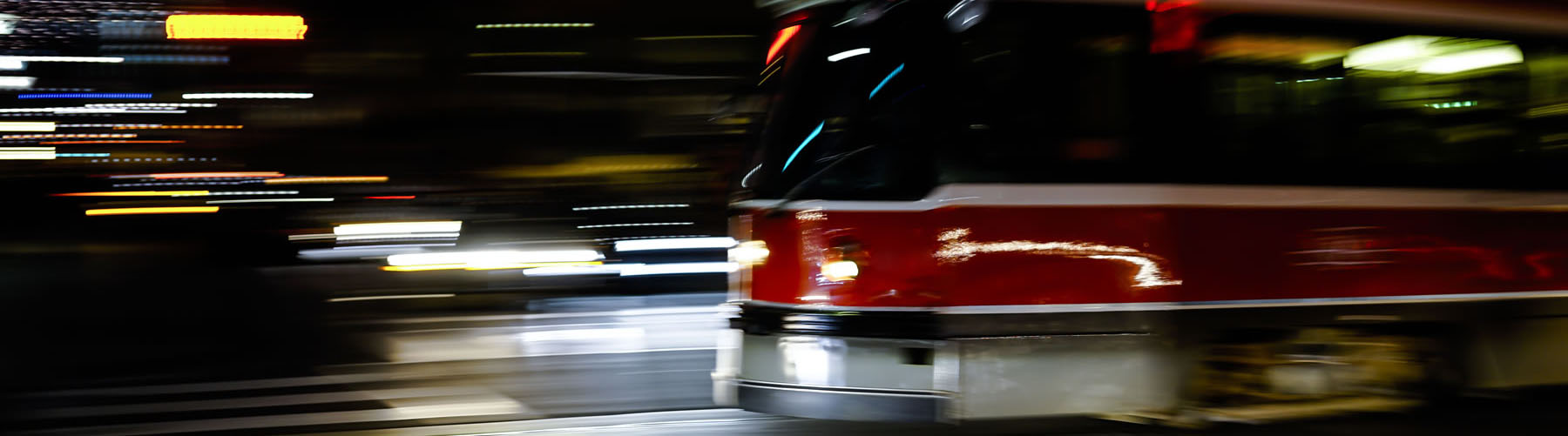 Antique streetcar in blurred motion